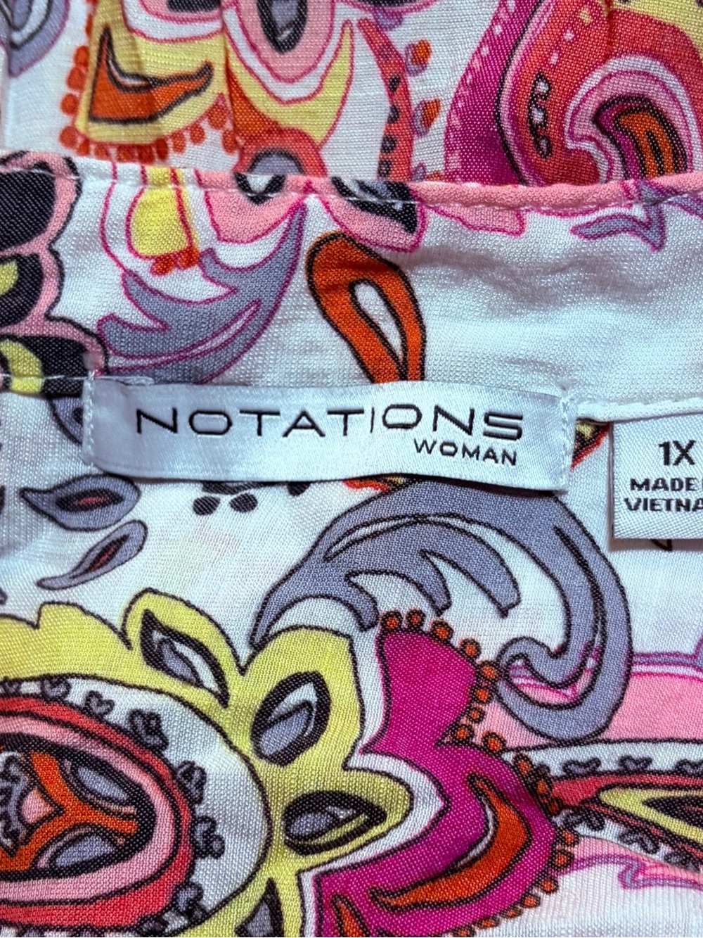 Notations Paisley Print Sleeveless V-Neck Tank Top - Pink Multi - Picture 2 of 5